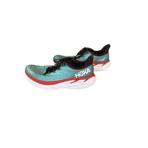 HOKA One One Men's Teal Lace Up Round Toe Clifton 8 Running Shoes Size 9.5D